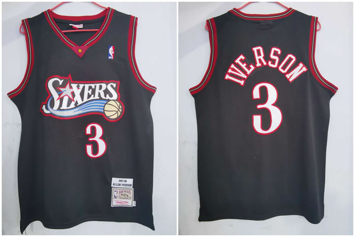 76ers 3 Allen Iverson Black 1997-98 Hardwood Classics Jersey,We sell and wholesale 76ers 3 Allen Iverson Black 1997-98 Hardwood Classics Jersey on line form chian!